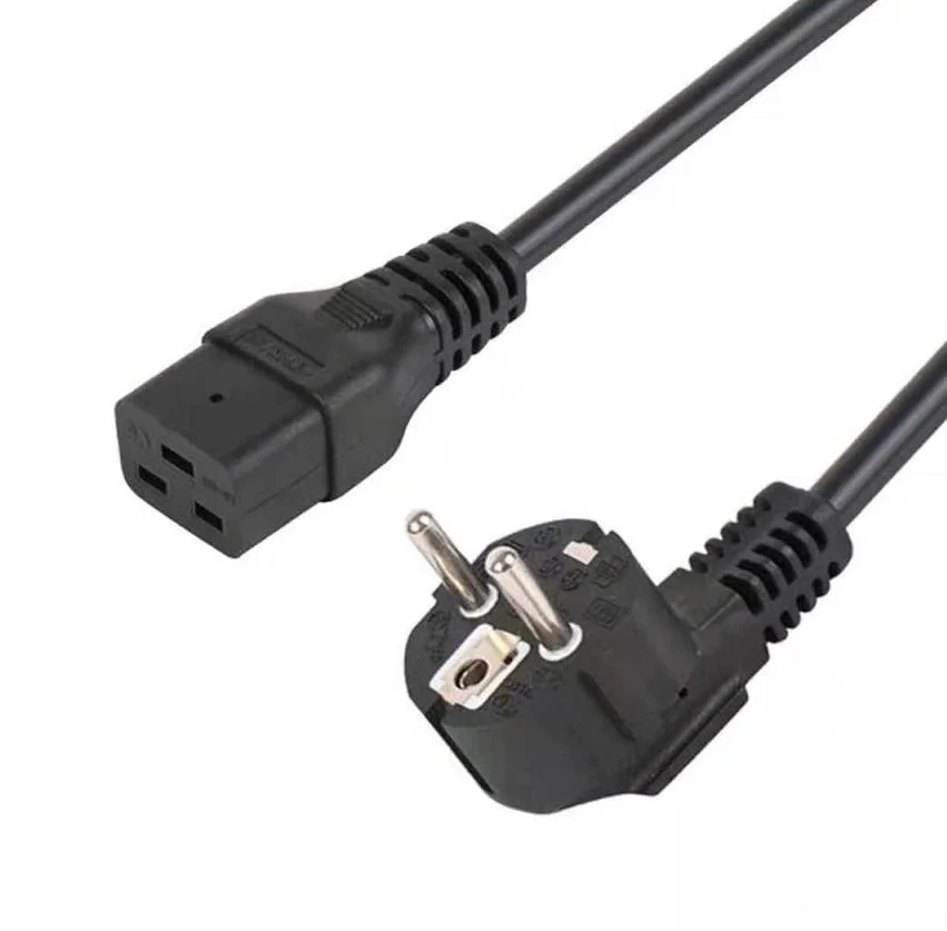 VDE Standard 3 Cores 0.75mm2 1mm2 1.5mm2 Power Cable European Euro Plug to IEC 19 Connector